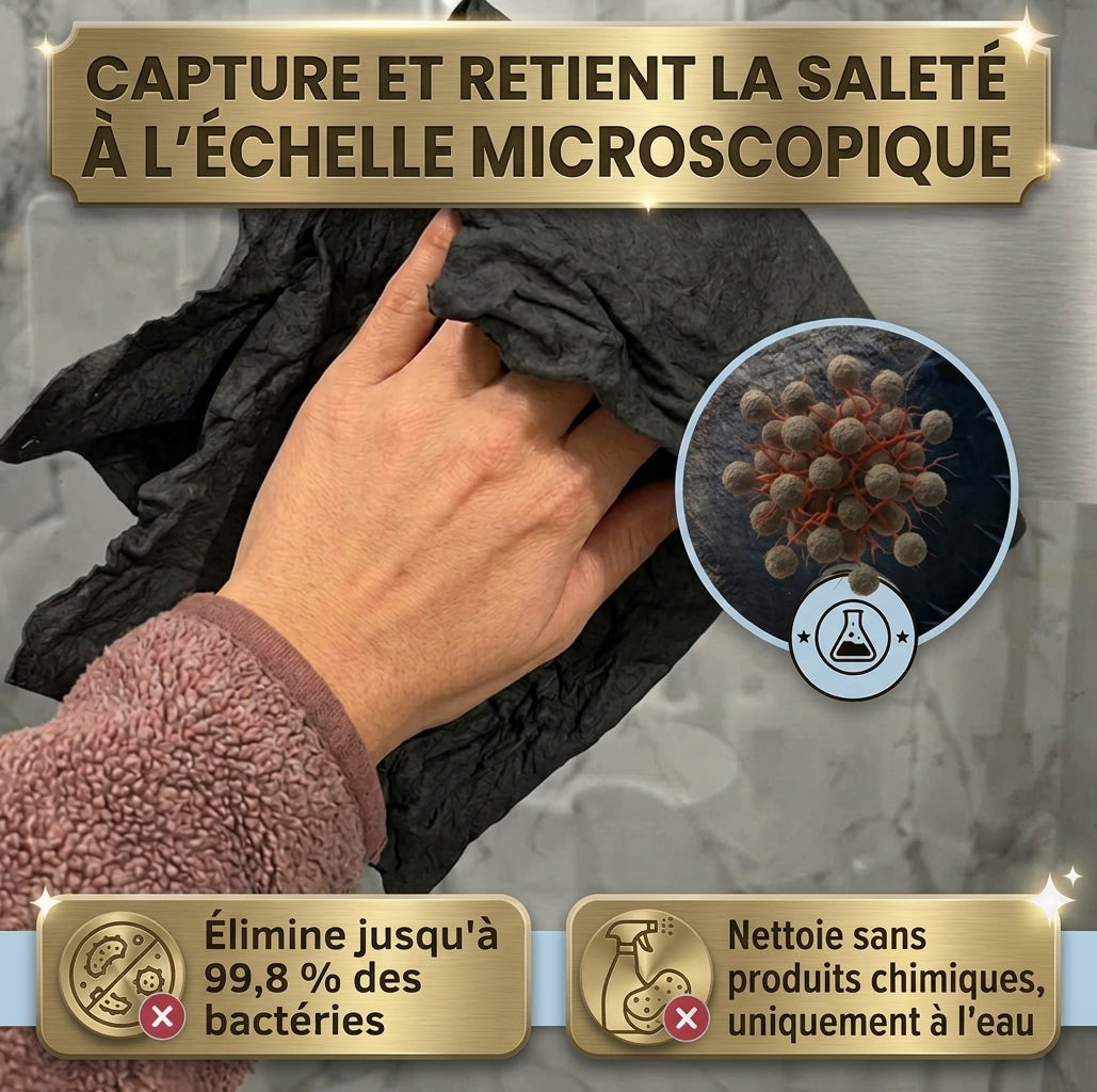 Chiffon Microfibre MEOVA™ — Finition Zéro Trace